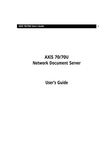 AXIS 70/70U Network Document Server User's Guide