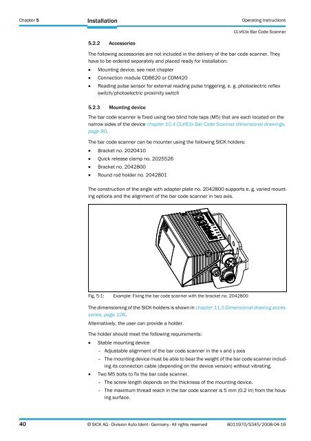 CLV63x Bar Code Scanner CLV63x Bar Code Scanner - Sick