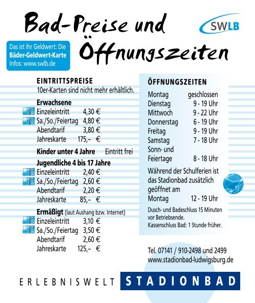 Bad-Preise und Öffnungszeiten