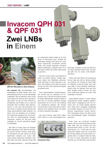 Invacom QPH 031 & QPF 031 - TELE-satellite International Magazine