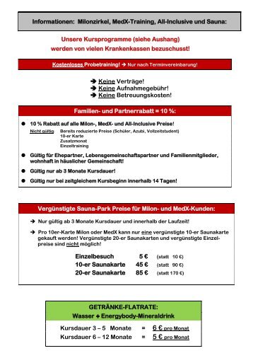 Preisliste 2012/2013 - Vitalcenter Berkheim