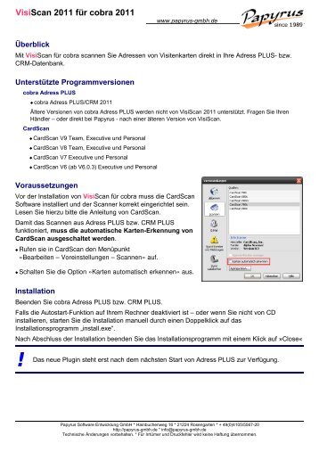 VisiScan 2011 für cobra 2011 - Dymo