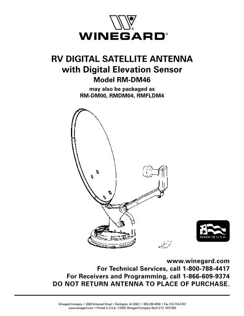 RV DIGITAL SATELLITE ANTENNA with Digital ... - Winegard