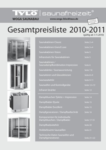 Tylö-Sauna-Preisliste-hier! - woga-Blockhaus.de