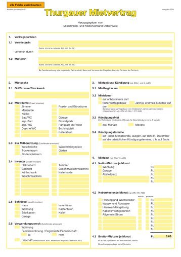 Thurgauer Mietvertrag - Mieterverband