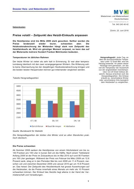 Nebenkosten - Mieterverband