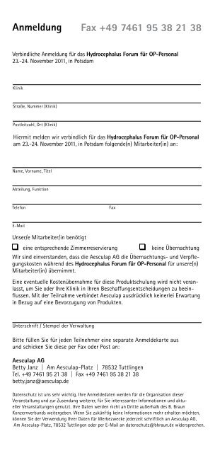 Aesculap® Neurosurgery Hydrocephalus Forum für OP-Personal