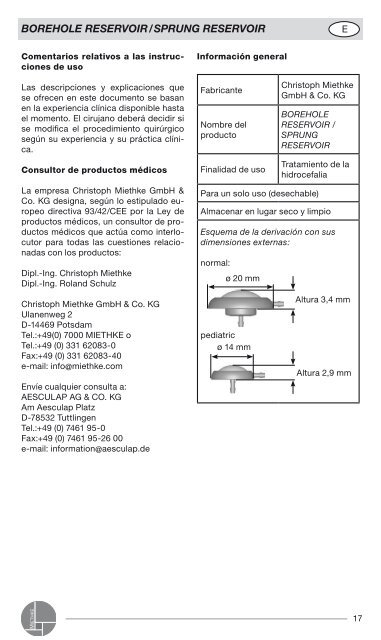 borehole reservoir sprung reservoir - Christoph Miethke GmbH & Co ...