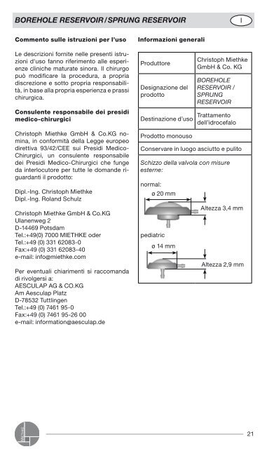 borehole reservoir sprung reservoir - Christoph Miethke GmbH & Co ...