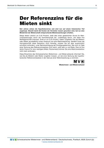 Der Referenzzins für die Mieten sinkt  - Mieterverband