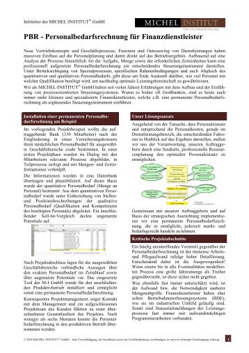 Personalbedarfsrechnung für Finanzdienstleister - Michel-Institut ...