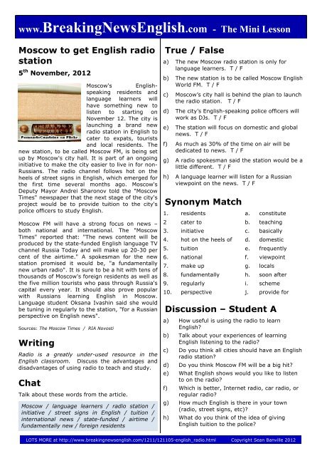 Two-Page Mini-Lesson - Breaking News English