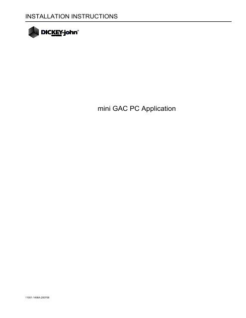 mini GAC PC Application - DICKEY-john Corporation