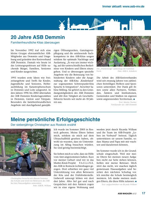 asb magazin - ASB-Landesverband Mecklenburg-Vorpommern eV