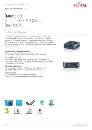 Datenblatt Fujitsu ESPRIMO Q9000 Desktop PC