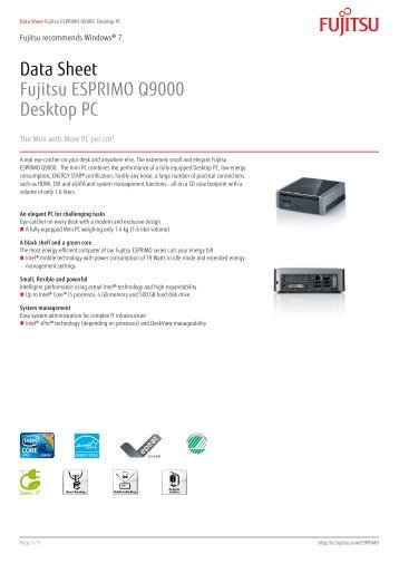 Data Sheet Fujitsu ESPRIMO Q9000 Desktop PC