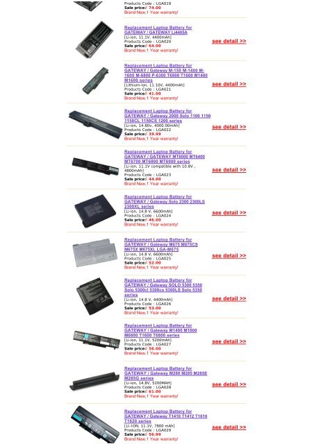 Replacement for GATEWAY Laptop Battery - Laptop Batteries