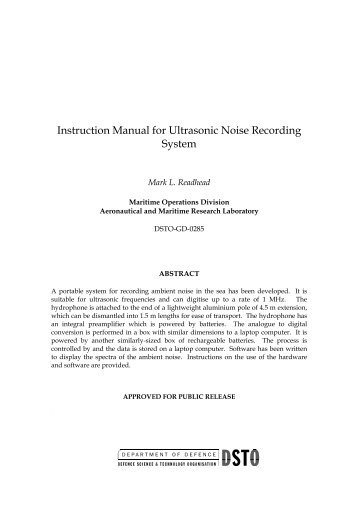Instruction Manual for Ultrasonic Noise Recording System - Defence ...
