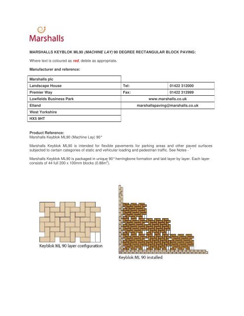 MARSHALLS KEYBLOK ML 90 DEGREE - SPECIFICATION