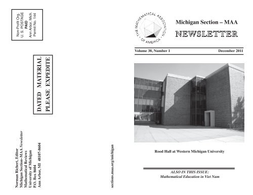 Michigan Section - Sections - Mathematical Association of America