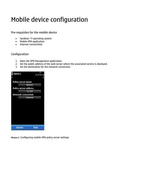 Nokia Mobile VPN Web-based configuration for Symbian devices