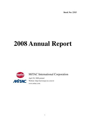2008 Annual Report - MiTAC International
