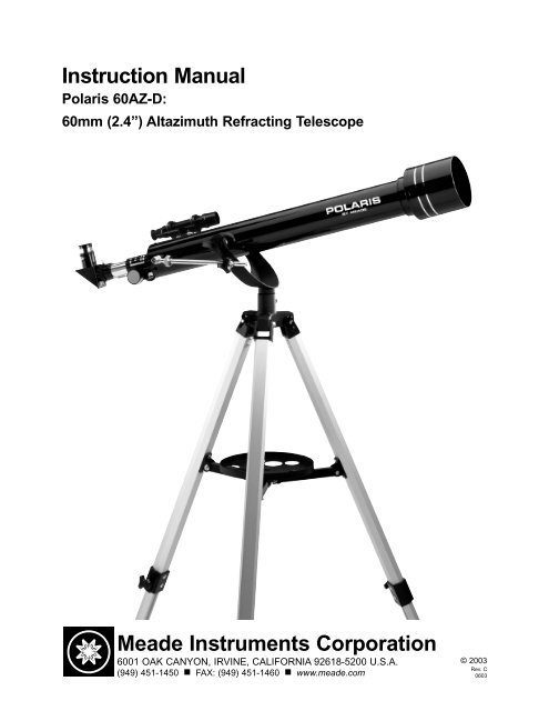 Instruction Manual Polaris 60AZ-D - Meade