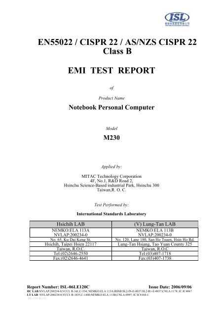 En55022 Cispr 22 As Nzs Cispr 22 Class B Emi Test Report En55022 Cispr 22 As Nzs Cispr 22 Class B Emi Test Report