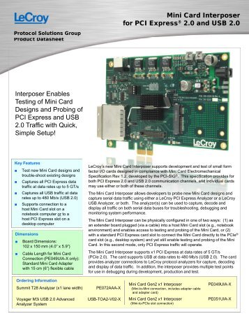 Mini Card Interposer Datasheet - Teledyne LeCroy