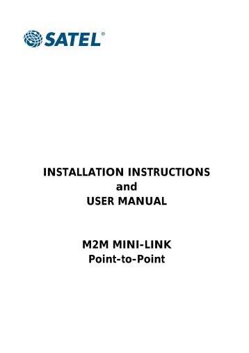 INSTALLATION INSTRUCTIONS and USER MANUAL M2M MINI ...