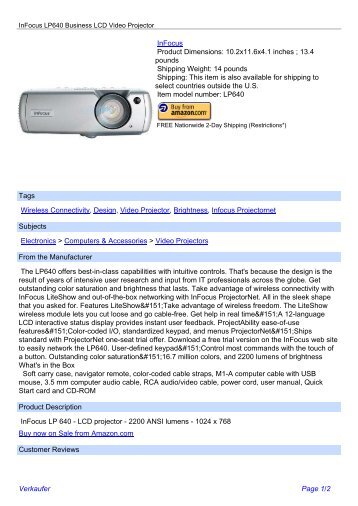 InFocus LP640 Business LCD Video Projector PDF - Venalic