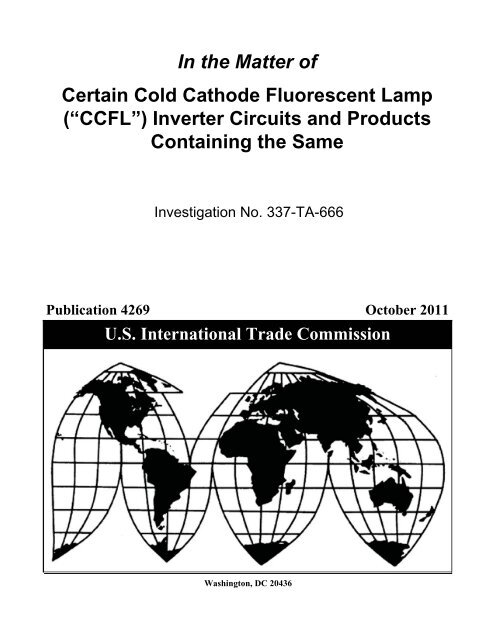 Certain Cold Cathode Fluorescent Lamp (“CCFL”) Inverter Circuits ...