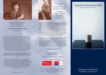 Zum Veranstaltungsflyer - Jeanette Schocken Preis