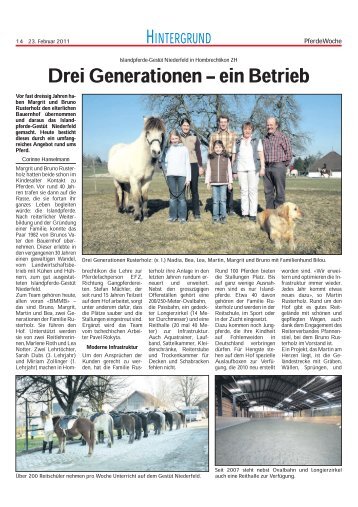 Bericht über das Gestüt Niederfeld