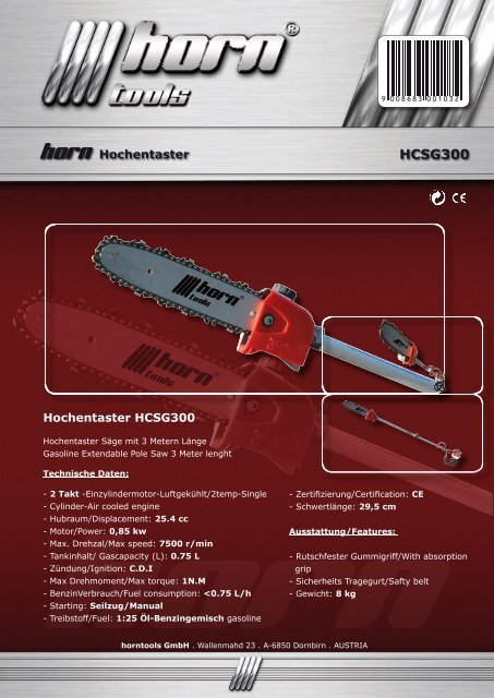 Datenblatt Hochentaster HCSG300 - horntools GmbH