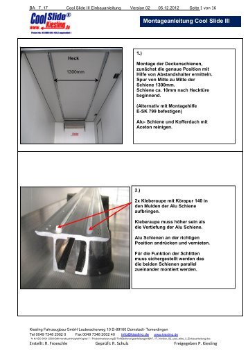 Montageanleitung Cool Slide III - Kiesling Fahrzeugbau GmbH