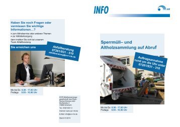 Sperrmüll- und Altholzsammlung auf Abruf - AVR