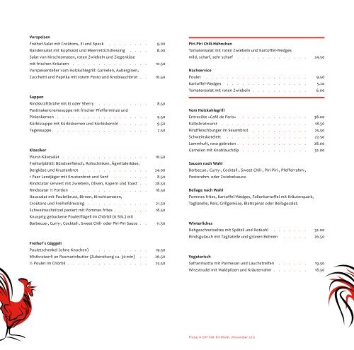 S P E I S E K A R T E - Hotel Freihof