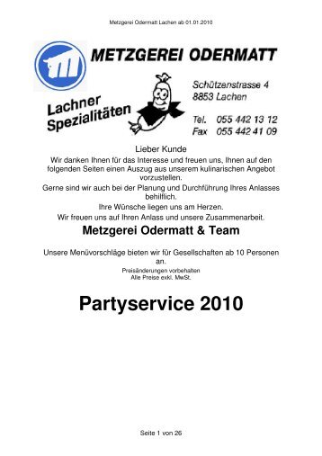 Partyservice PDF - Metzgerei Odermatt