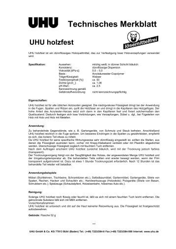 Technisches Merkblatt UHU holzfest