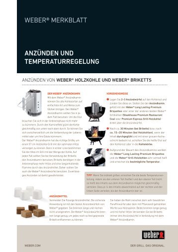 AnzünDen unD temperAturregelung WeBeR® MeRKBLATT