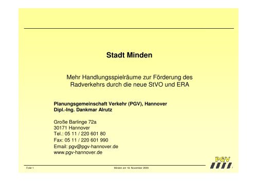 StVO-Novelle und ERA - Stadt Minden