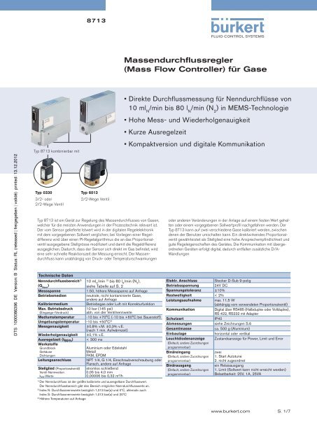 Massendurchflussregler (Mass Flow Controller) für Gase