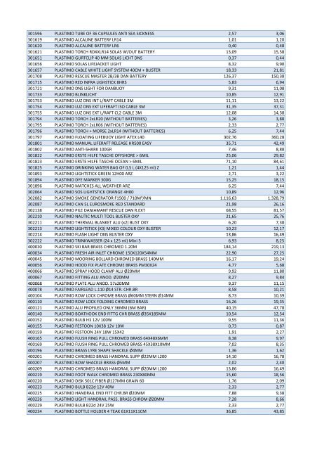 Plastimo Verkaufspreisliste 2013 Web - BUKH Bremen