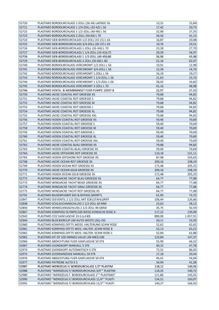 Plastimo Verkaufspreisliste 2013 Web - BUKH Bremen