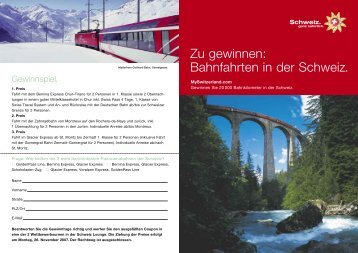 Zu gewinnen: Bahnfahrten in der Schweiz. - Miniatur Wunderland ...