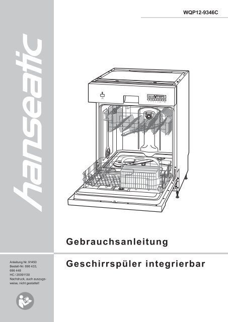 Gebrauchsanleitung Geschirrspüler integrierbar