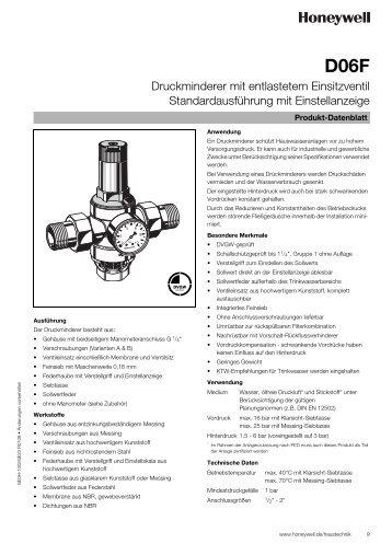 Druckminderer mit entlastetem Einsitzventil Standardausführung mit ...