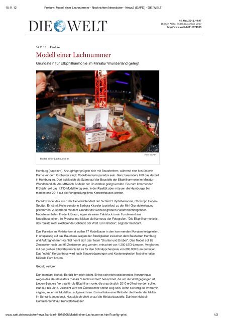 Modell einer Lachnummer - Miniatur Wunderland Hamburg