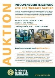 INSOLVENZVERSTEIGERUNG Live and Webcast Auction